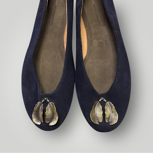 Anthropologie Pilcro and the Letterpress  Embellished Blue Suede  Flats Sz 8.5 - Picture 2 of 6